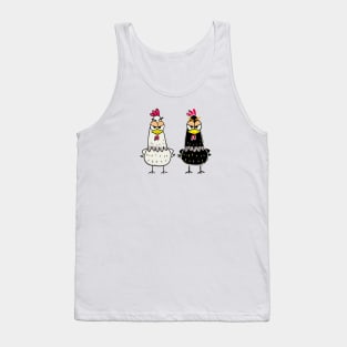 Chicken Society: Angry Black and White Chickens Tank Top